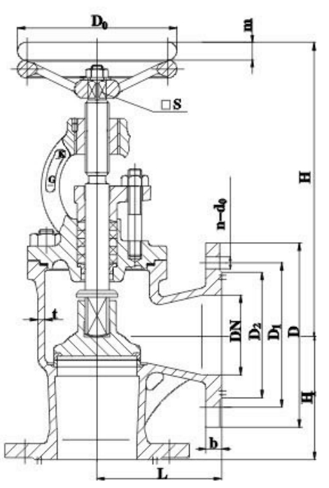 Drawing of GB T591 Marine Cast Iron Stop Check Valve Type BBS.jpg Drawing of GB T591 Marine Cast Iron Stop Check Valve Type BBS.jpg